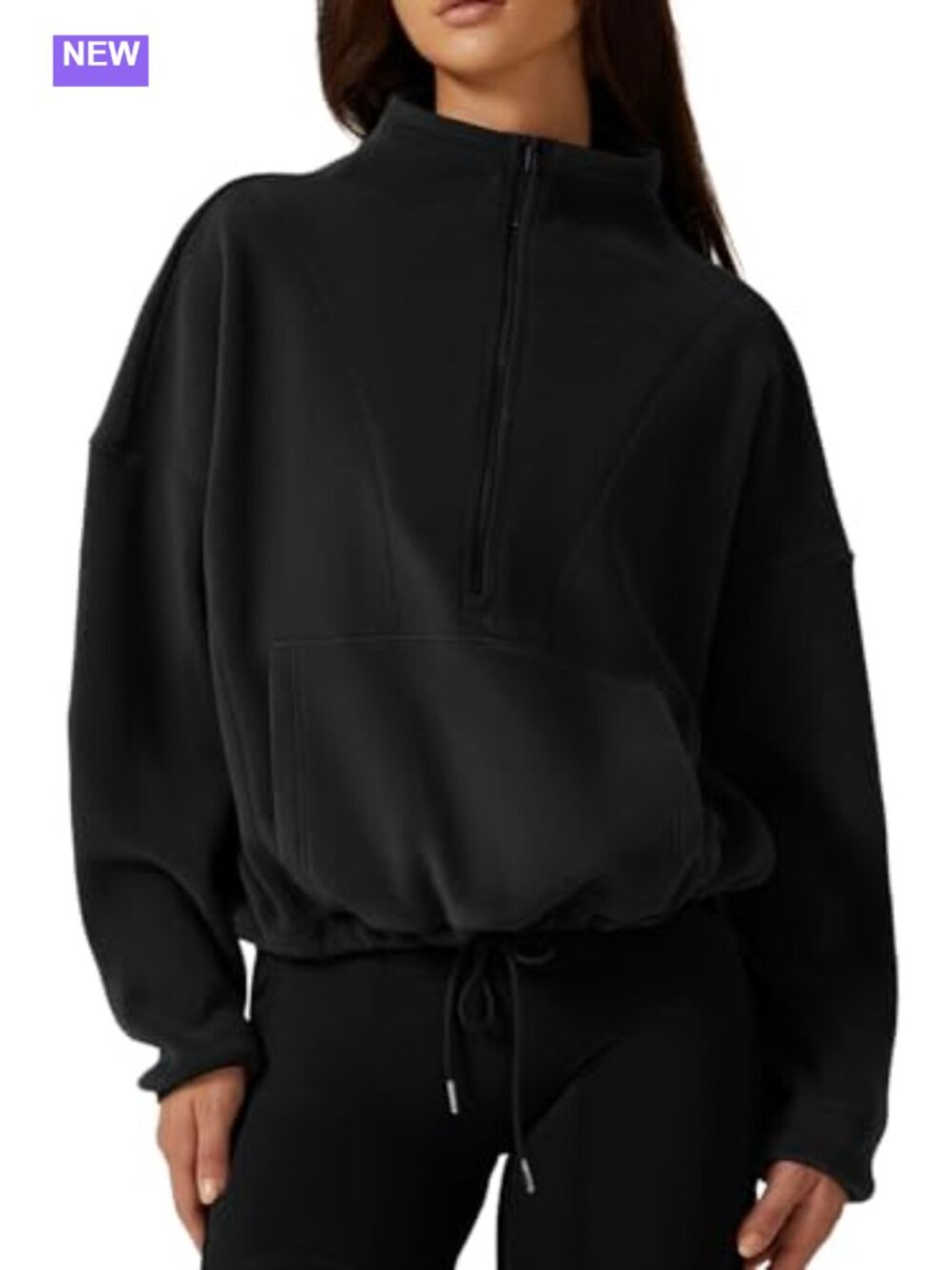QINSEN Fleece Sweatshirt Half Zip Mock Neck Long Sleeve Sherpa Pullover